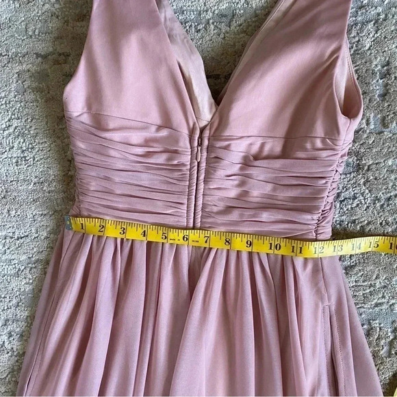 Birdy Grey Lianna Mesh Dress Muted Pink Maxi Bridesmaid Prom Formal Lined: Small - Picture 9 of 10